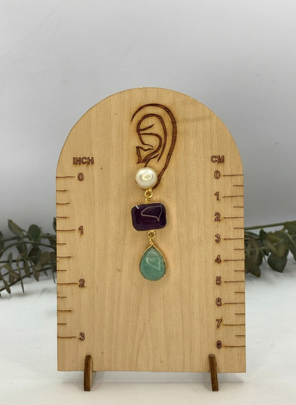 Green Aventurine & Amethyst Pearl Gold Drop Dangler Earrings for Women - Party & Special
