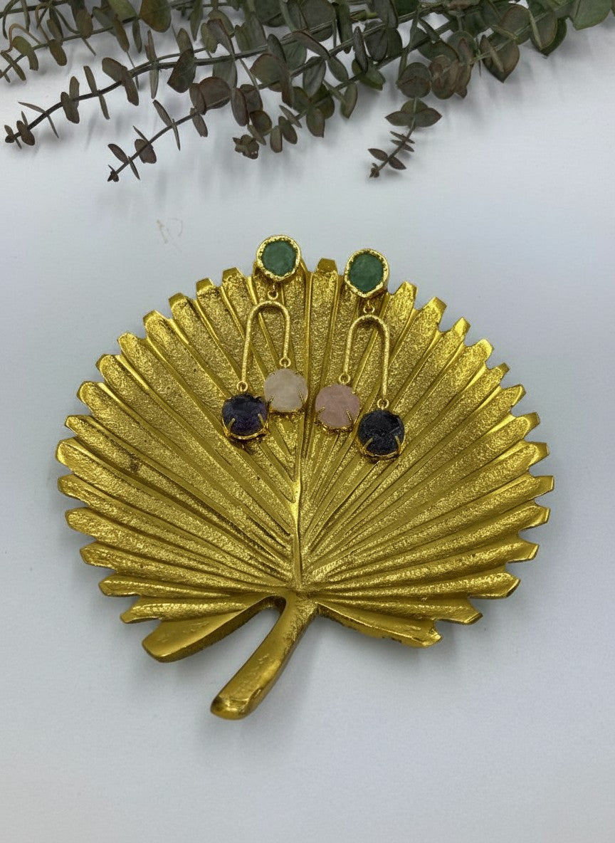 Multi-Stone Gold Arch Drop Earrings for Women - All Occasion Wear