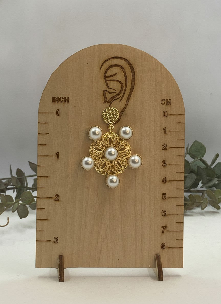 Vintage Filigree Floral Pearl Dangler Earrings for Women - Statement Piece