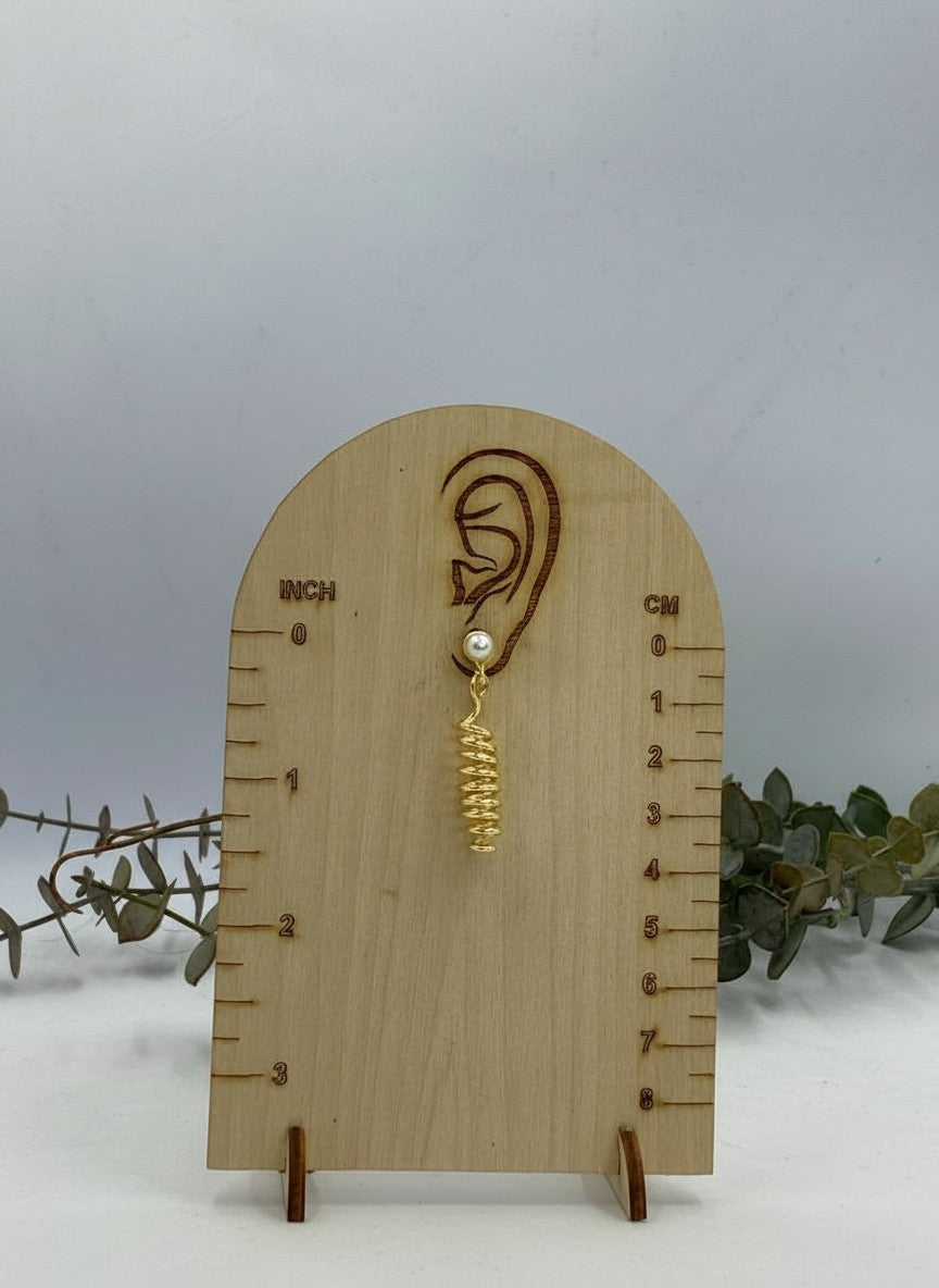 Gold-Plated Spiral Coil Drop Earrings with Pearl Stud for Women - Versatile All Occasions
