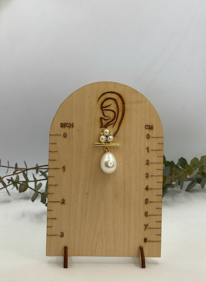 Gold-Plated Pearl Drop Earrings with Pearl Cluster Stud Detail for Women - Everyday Casual Wear