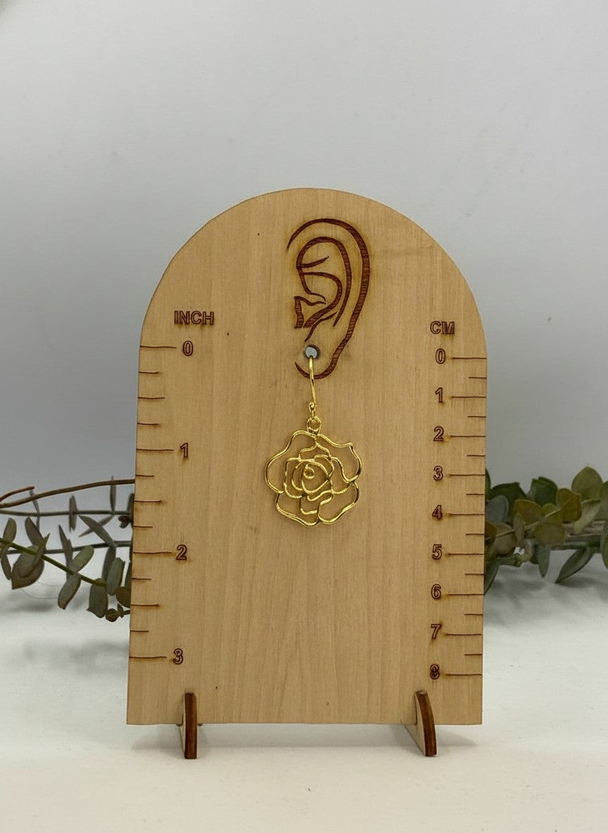 Gold-Plated Openwork Rose Drop Hook Earrings for Women - Casual Wear