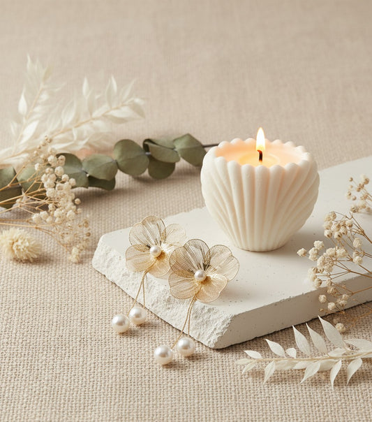 Trendy Pearl Floral Dangler Earring for Women