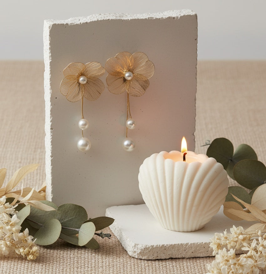 Trendy Pearl Floral Dangler Earring for Women