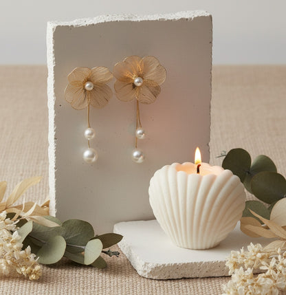 Trendy Pearl Floral Dangler Earring for Women