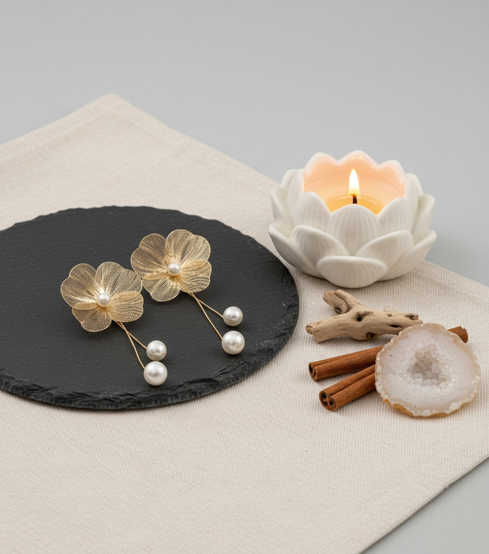 Trendy Pearl Floral Dangler Earring for Women