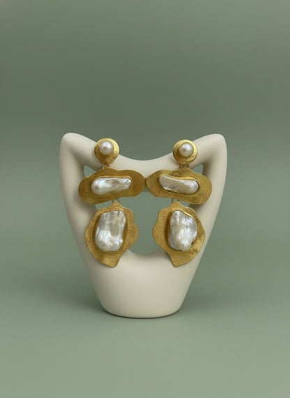 Sculpted Baroque Pearl Statement Drop Earrings