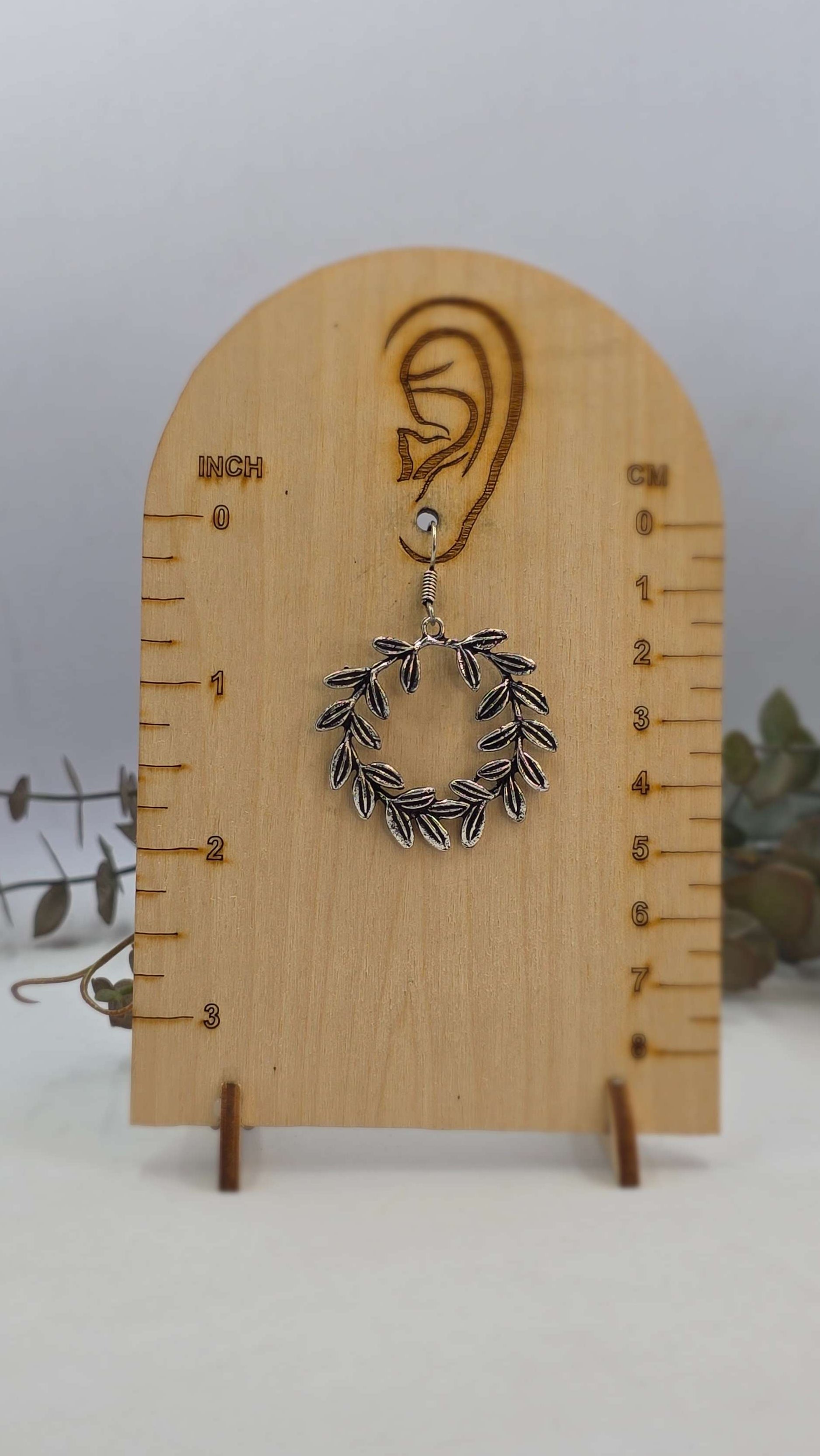 Silver Oxidized Leaf Wreath Hook Earrings for Women - Casual Everyday Wear