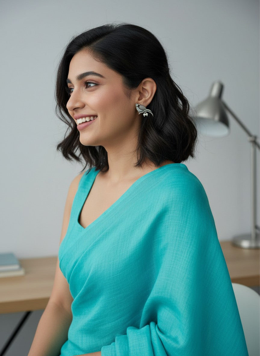 Silver Oxidized Parrot Motif Studs with Pearl Drops Earrings for Women - All Occasions wear