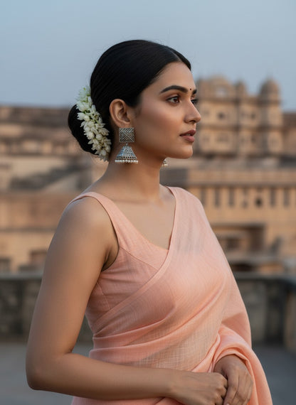 Silver Oxidized Square Stud Jhumka Drop Earrings for Women - All Occasions