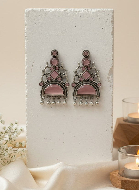 Silver Oxidized Stone Dangler Earrings for Women - All Occasions