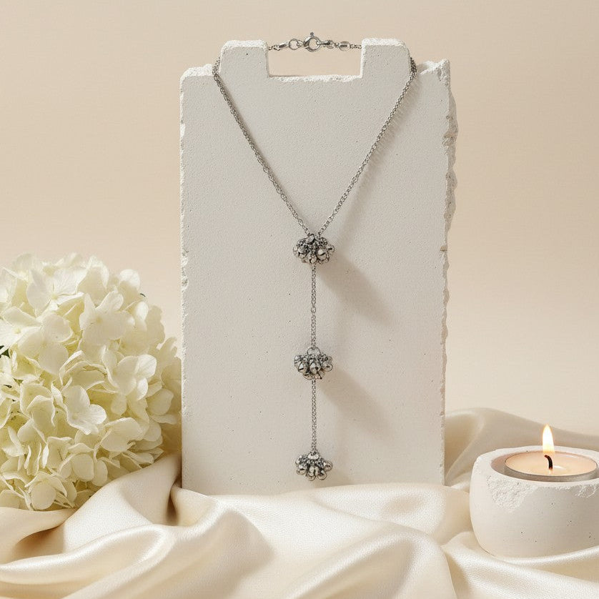 Silver Oxidized Three-Layer Ghungroo Neckpiece for Women - Casual Boho style wear