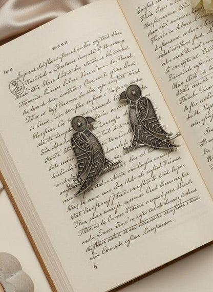 Silver Oxidized Tribal Bird Art Statement Earrings for Women - All occasions