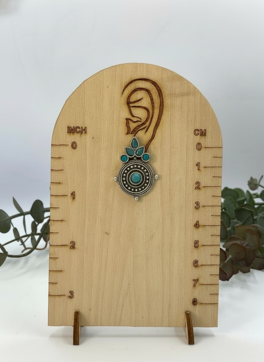 Silver Oxidized Tribal Pendant Necklace Set with Turquoise Stones & Pearl Embellishments for Women - Ethnic Wear