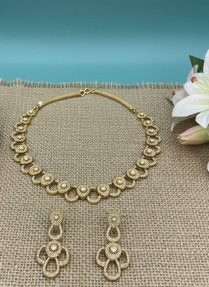 Ethnic Polki Kundan Necklace Set with Dangler Earrings