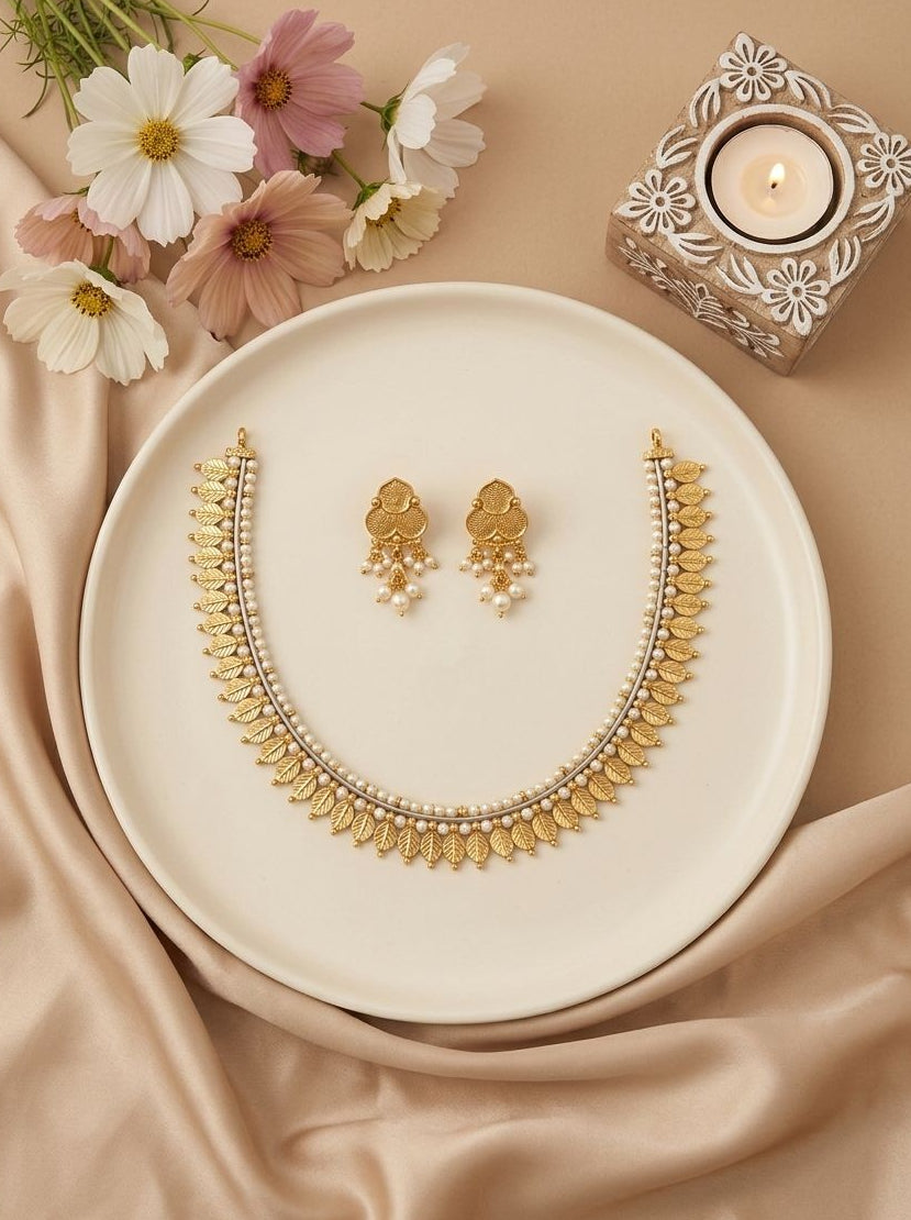 Swarna Kaasu Maala South Indian Inspired Gold Plated Coin Choker Set with Pearls for Women - Festive Wear
