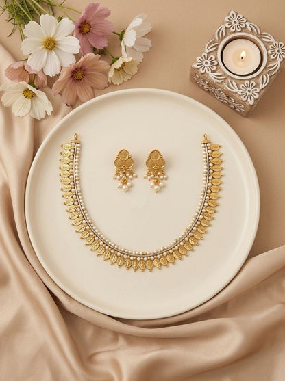 Swarna Kaasu Maala South Indian Inspired Gold Plated Coin Choker Set with Pearls for Women - Festive Wear