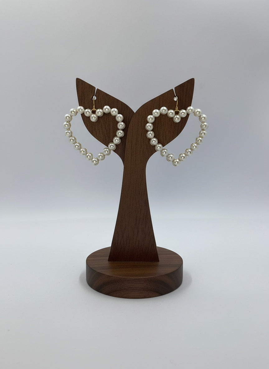 Trendy White Pearl Heart Shaped Earring for Women