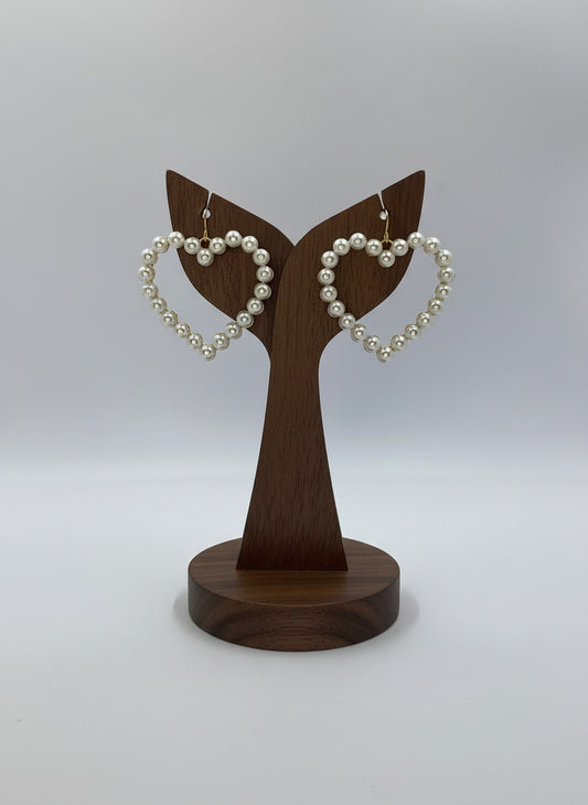 Trendy White Pearl Heart Shaped Earring for Women