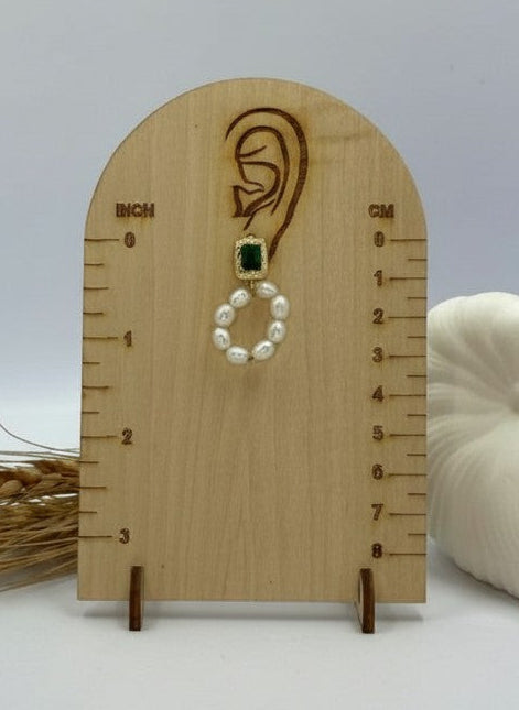 Trendy Gold Plated Green Emerald Pearl Drop Earring for Women