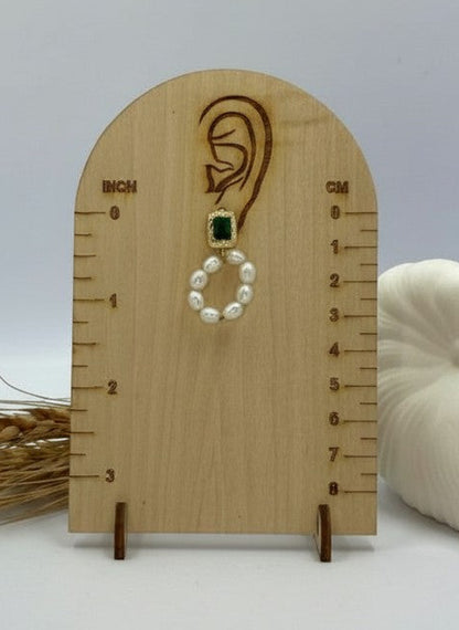 Trendy Gold Plated Green Emerald Pearl Drop Earring for Women