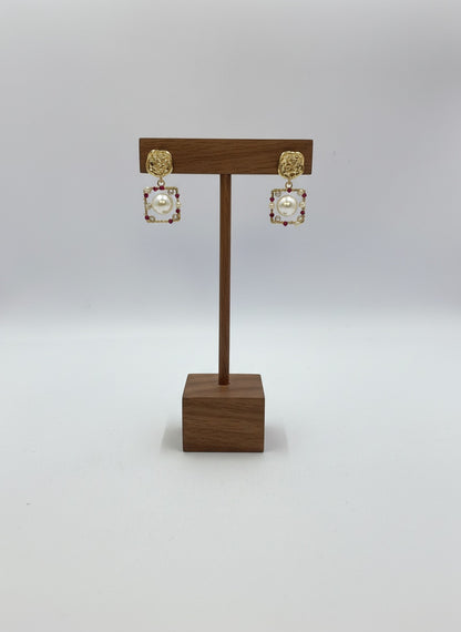 Gold Plated Trendy Freshwater Pearl Beads Drop Earring for Women