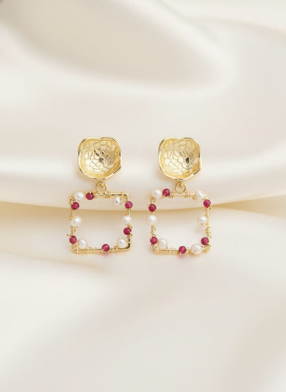 Gold Plated Trendy Freshwater Pearl Beads Drop Earring for Women