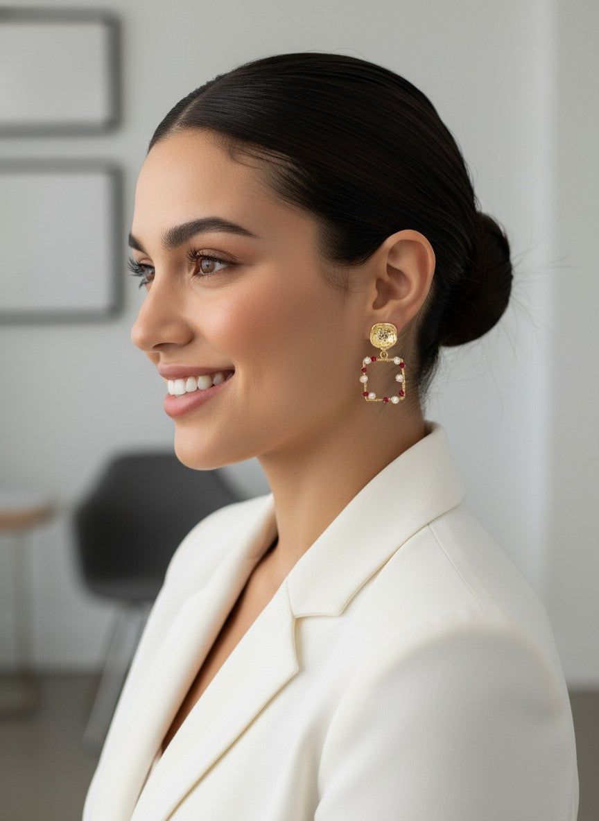 Gold Plated Trendy Freshwater Pearl Beads Drop Earring for Women