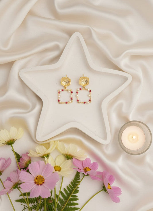 Gold Plated Trendy Freshwater Pearl Beads Drop Earring for Women