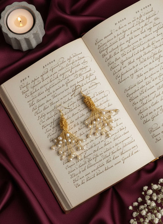 Wire Winding Gold Plated Trendy Freshwater Natural Cultural Pearl Fashion Dangler Earrings for Women