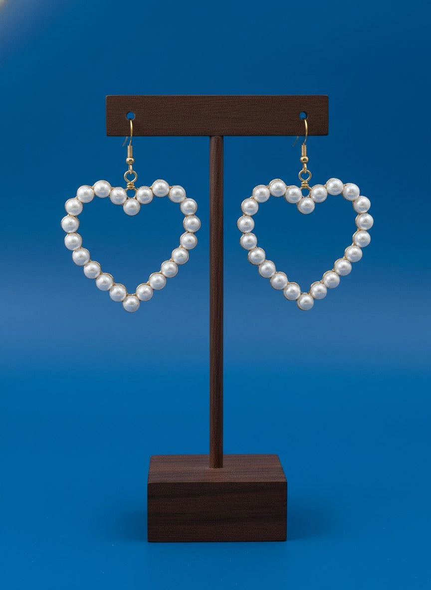 Trendy White Pearl Heart Shaped Earring for Women