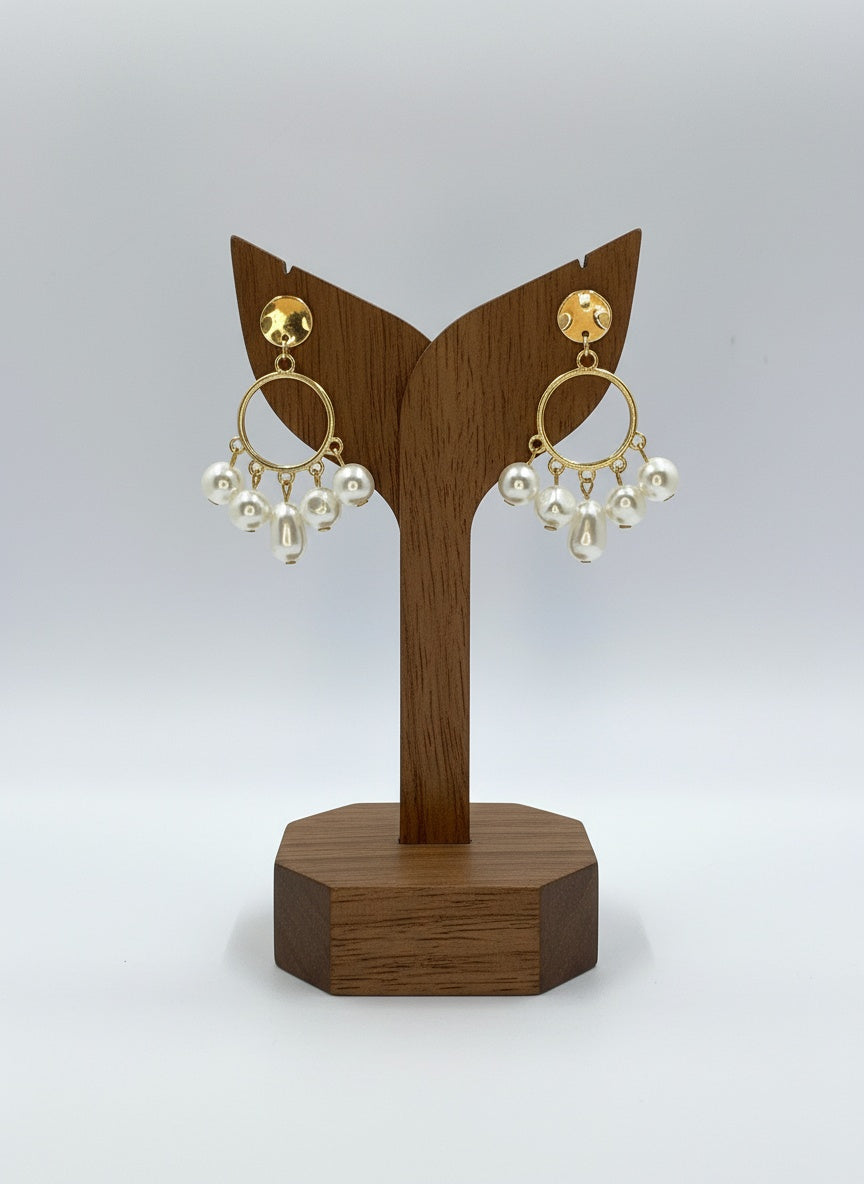 Small Circle Shaped Hanging Pearl Earring for Women