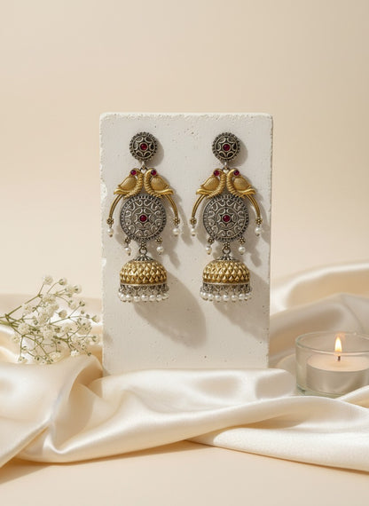 Two Tone Parrot Dangler Jhumkas 