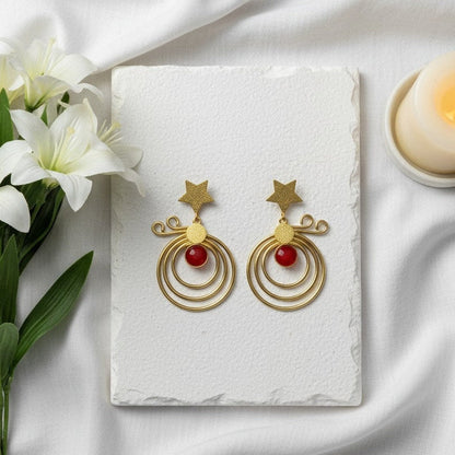 Trendy Gold Plated Star Accent Monalisa Stone Dangler for Women - Chic Western Wear 
