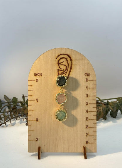 Trio Natural Stone Gold Statement Dangler Earrings for Women - All Occasion wear
