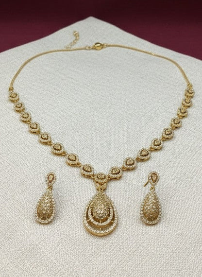 Victorian Mehendi Polish AD Teardrop Necklace Set for Women - Special Occasions