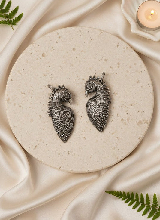 Vintage Silver Oxidized Peacock No Piercing Ear Cuff for Women - Special Occasions
