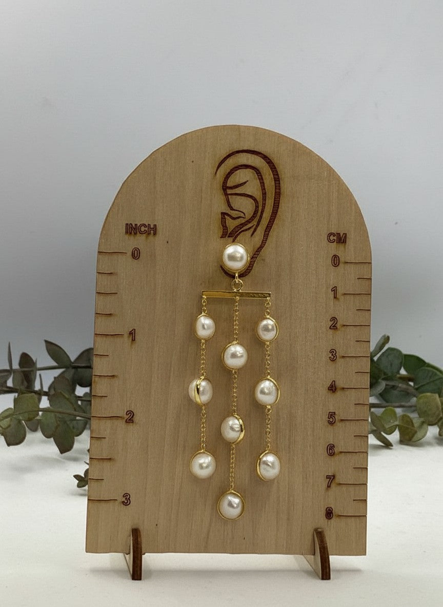 Gold-Plated Multi strand Pearl Cascade Drop Statement Earrings for Women - Festive Wear