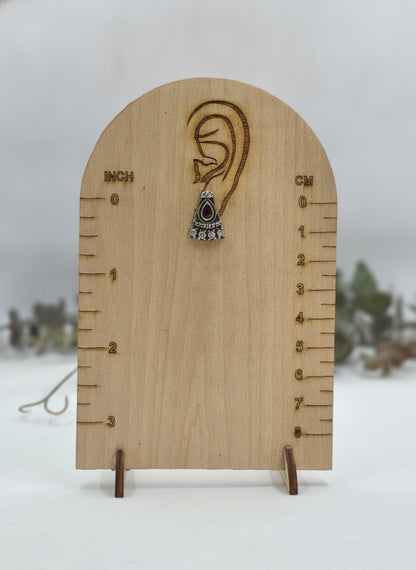 Silver Oxidized Ruby Teardrop Stone Crescent Pendant Necklace Set with AD Accents for Women - Ethnic Wear