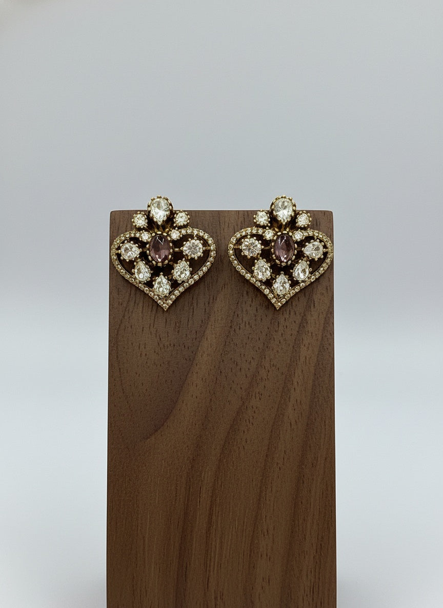 Victorian Gold Plated Polki Stud Earrings