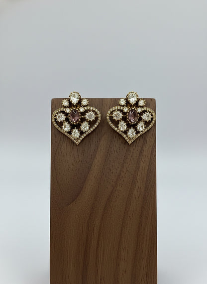 Victorian Gold Plated Polki Stud Earrings