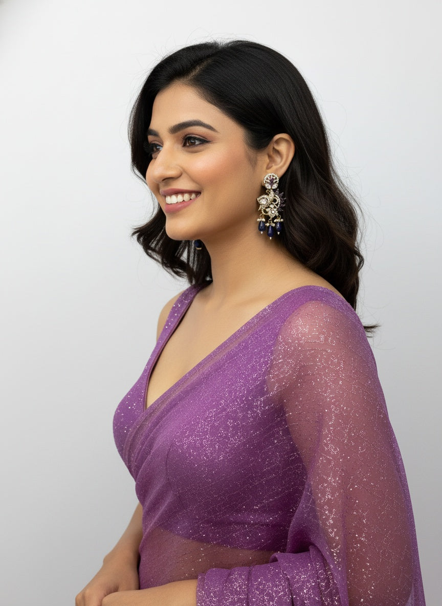 Victorian Gold Plated Peacock shaped Polki Dangler