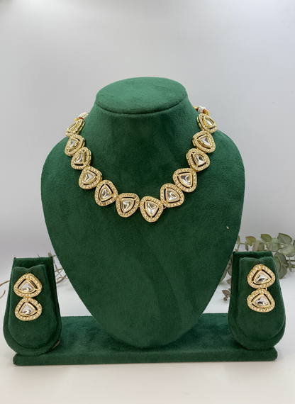 Gold Plated Kundan Necklace Set