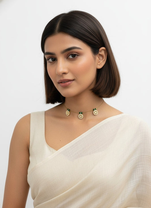 Gold plated Invisible Chain Kundan and Pearl Necklace for Women