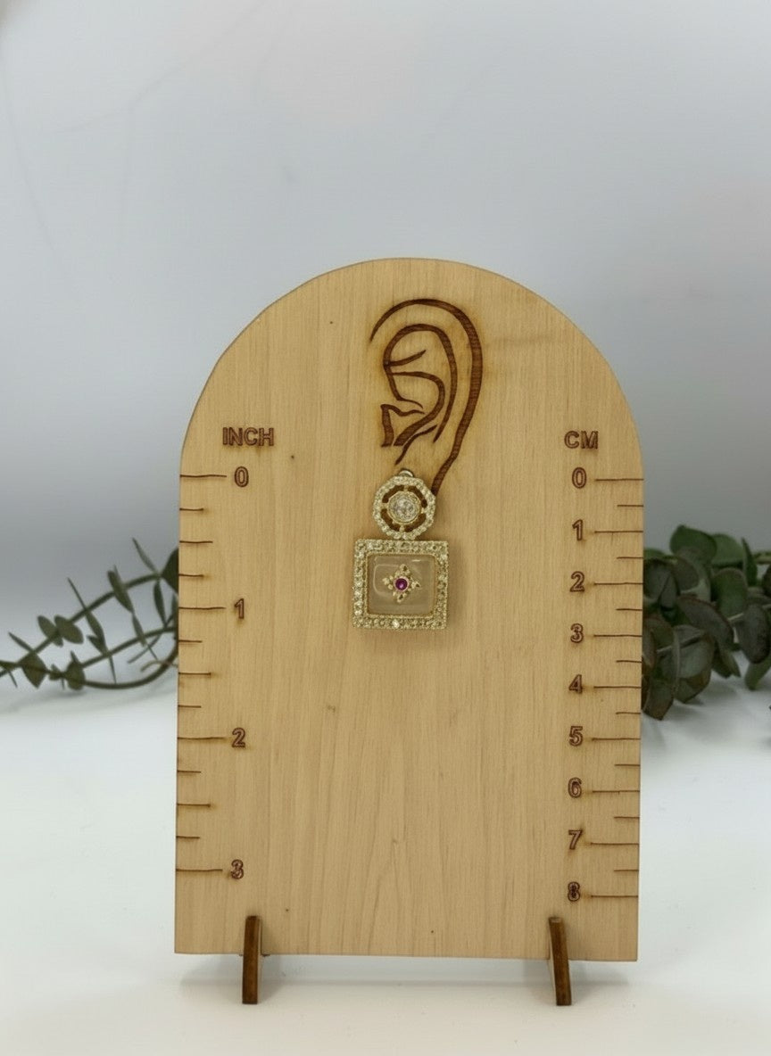 Classic Polki Kundan 2 line gold plated Long Neck Chain Set with Earrings for Women