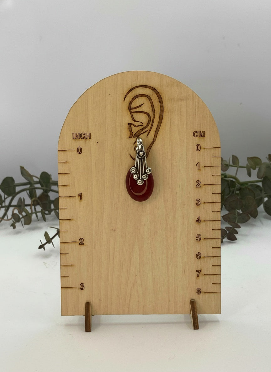 Silver Oxidized Ethnic Chain Necklace set in Oval Pattern Carnelian Stone for Women - Everyday Wear