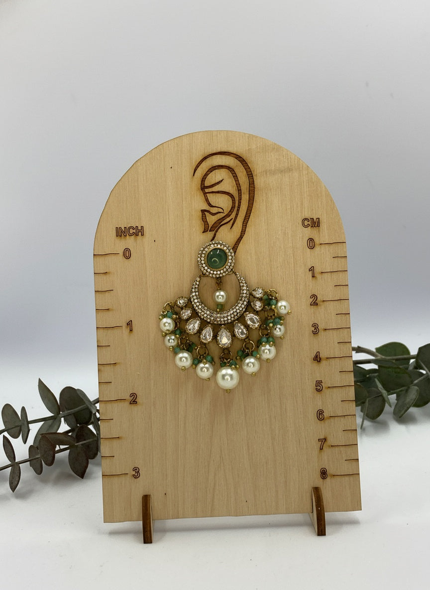 Victorian Gold Plated Polki Dangler Earrings with Pearl detailing