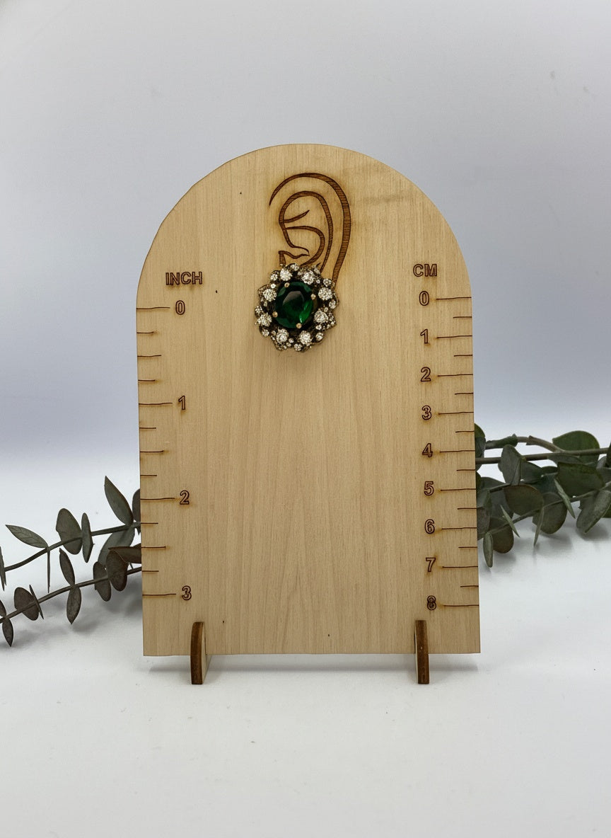 Victorian Gold Plated Polki Stud Earrings - Green