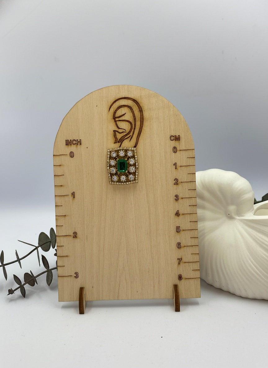 Victorian Gold Plated Polki Stud Earrings in Geometric Pattern