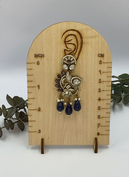 Victorian Gold Plated Peacock shaped Polki Dangler